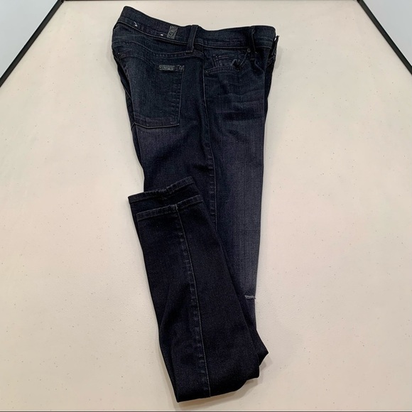 7 For All Mankind Jeans Adult 27 Black Denim Distressed The Skinny Women’s - Picture 1 of 10